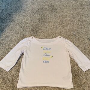 Janie and Jack White Long Sleeve Tee with Ciao Print